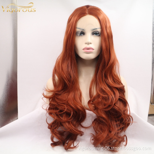 Vigorous mono long premium high quality straight wholesale black women synthetic hair wigs with lace front